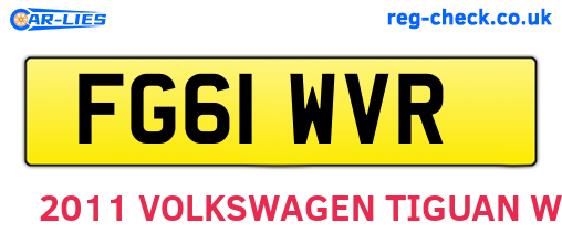 FG61WVR are the vehicle registration plates.