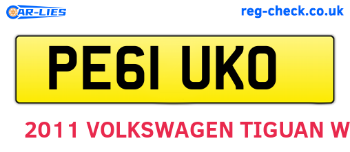 PE61UKO are the vehicle registration plates.