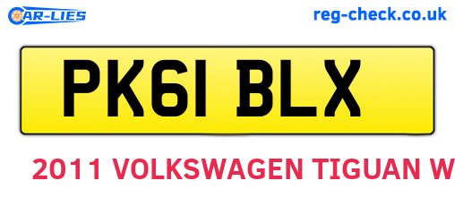 PK61BLX are the vehicle registration plates.