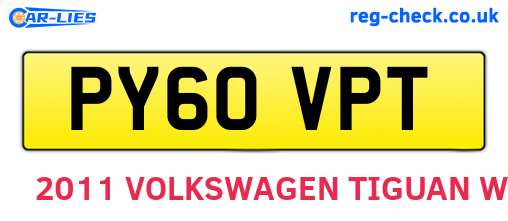 PY60VPT are the vehicle registration plates.