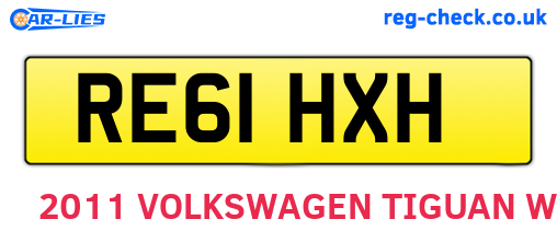 RE61HXH are the vehicle registration plates.