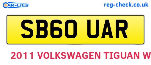 SB60UAR are the vehicle registration plates.