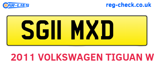 SG11MXD are the vehicle registration plates.