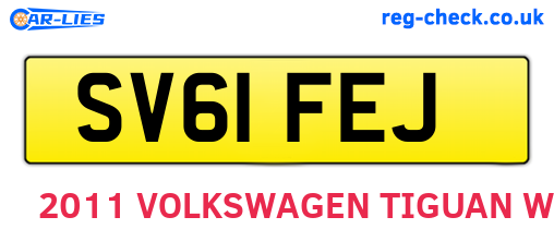 SV61FEJ are the vehicle registration plates.