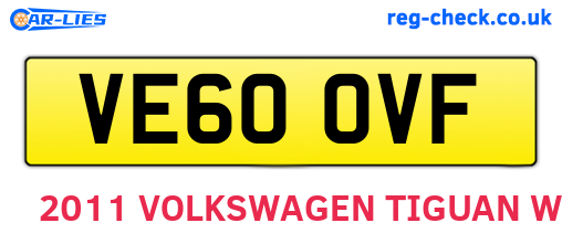 VE60OVF are the vehicle registration plates.