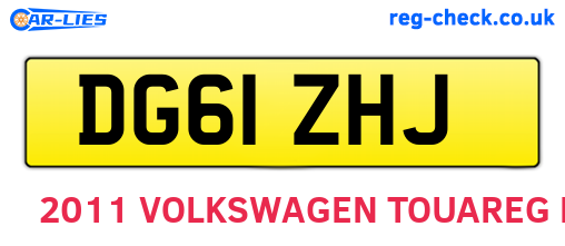 DG61ZHJ are the vehicle registration plates.