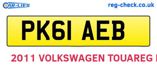 PK61AEB are the vehicle registration plates.