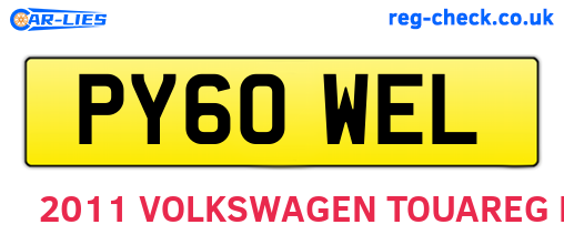 PY60WEL are the vehicle registration plates.