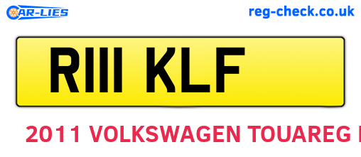 R111KLF are the vehicle registration plates.