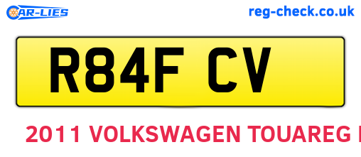 R84FCV are the vehicle registration plates.
