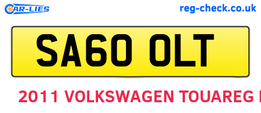 SA60OLT are the vehicle registration plates.
