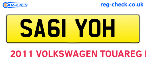 SA61YOH are the vehicle registration plates.
