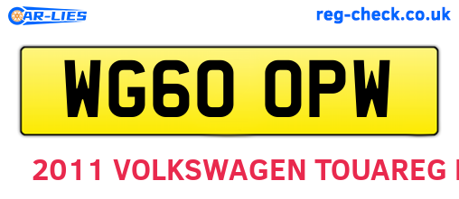 WG60OPW are the vehicle registration plates.