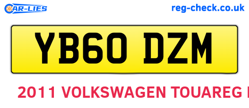 YB60DZM are the vehicle registration plates.