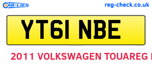 YT61NBE are the vehicle registration plates.