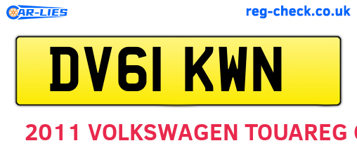 DV61KWN are the vehicle registration plates.