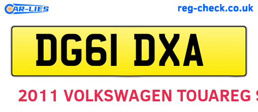 DG61DXA are the vehicle registration plates.