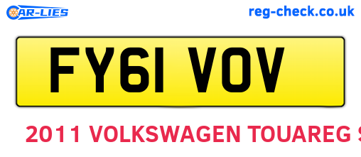 FY61VOV are the vehicle registration plates.