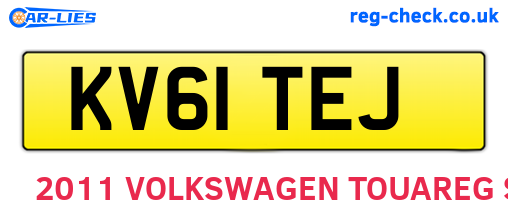 KV61TEJ are the vehicle registration plates.