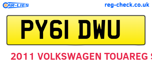 PY61DWU are the vehicle registration plates.
