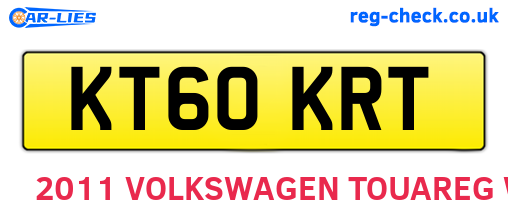 KT60KRT are the vehicle registration plates.