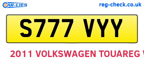 S777VYY are the vehicle registration plates.