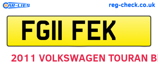 FG11FEK are the vehicle registration plates.