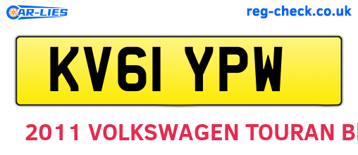 KV61YPW are the vehicle registration plates.