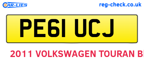 PE61UCJ are the vehicle registration plates.