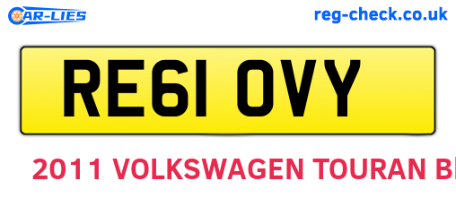 RE61OVY are the vehicle registration plates.