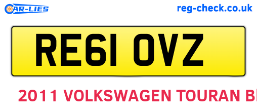 RE61OVZ are the vehicle registration plates.