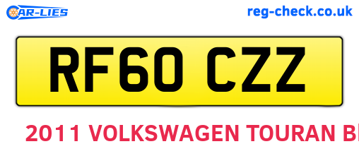 RF60CZZ are the vehicle registration plates.