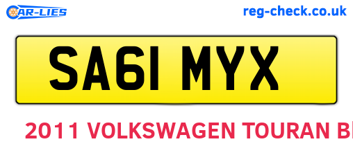 SA61MYX are the vehicle registration plates.