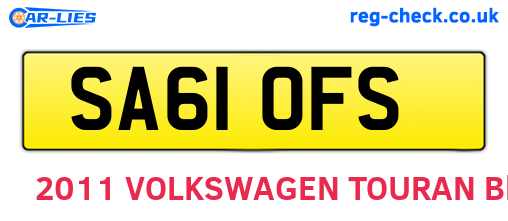 SA61OFS are the vehicle registration plates.