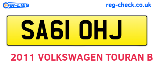 SA61OHJ are the vehicle registration plates.