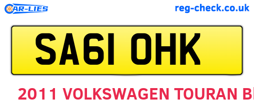 SA61OHK are the vehicle registration plates.