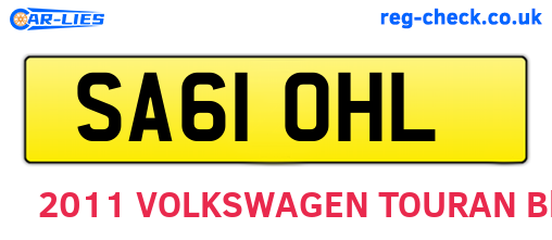 SA61OHL are the vehicle registration plates.