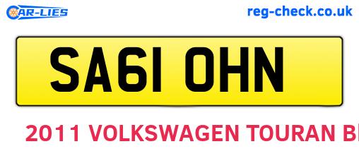 SA61OHN are the vehicle registration plates.