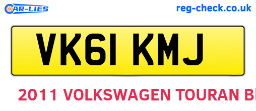 VK61KMJ are the vehicle registration plates.