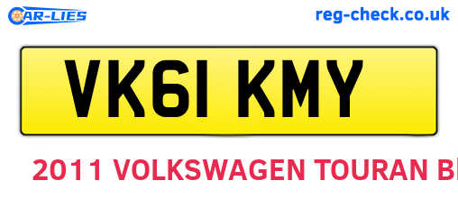 VK61KMY are the vehicle registration plates.