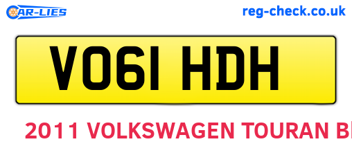 VO61HDH are the vehicle registration plates.