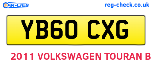 YB60CXG are the vehicle registration plates.