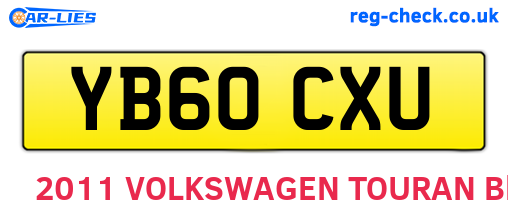 YB60CXU are the vehicle registration plates.
