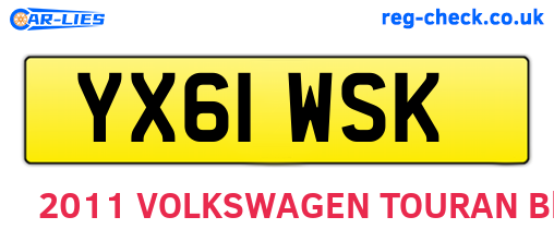 YX61WSK are the vehicle registration plates.
