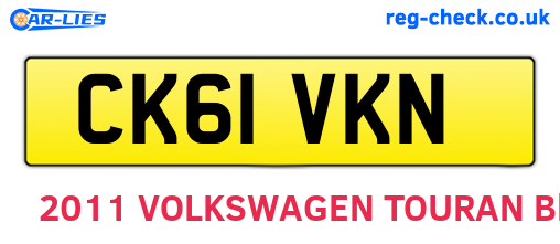 CK61VKN are the vehicle registration plates.