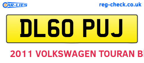 DL60PUJ are the vehicle registration plates.