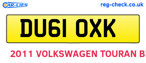 DU61OXK are the vehicle registration plates.