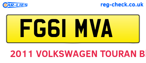 FG61MVA are the vehicle registration plates.