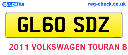 GL60SDZ are the vehicle registration plates.