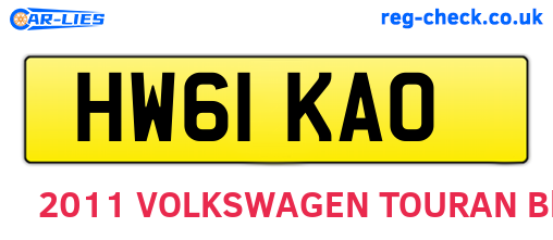 HW61KAO are the vehicle registration plates.